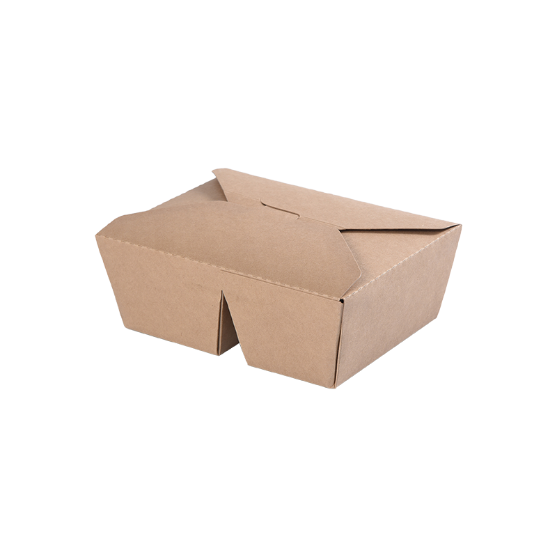Kutija za vađenje od kraft papira, presavijena gornja bento kutija - dvije pregrade s 2 odjeljka